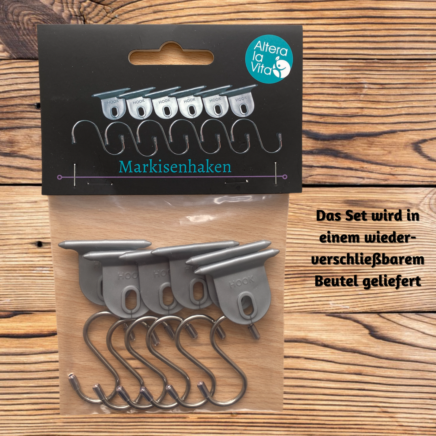 Altera la Vita Markisenhaken-Set 12-teilig für alle gängigen Markisen Fiamma, Thule, Omnistor, Dometic 7mm für Wohnmobil, Wohnwagen, Camping, Garten