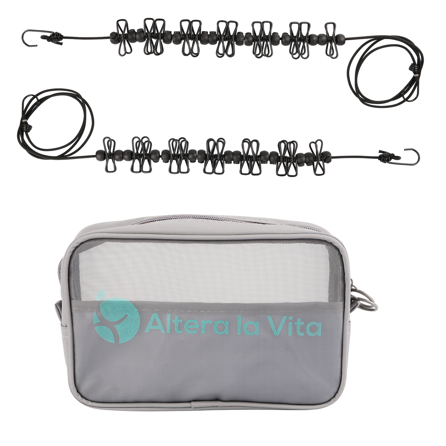 Altera la Vita Camping-Wäscheleine mit Klammern 2 Stück in Aufbewahrungstasche, 180-360 cm, Ideal für Camping Outdoor Urlaub Hotel NEUENTWICKLUNG