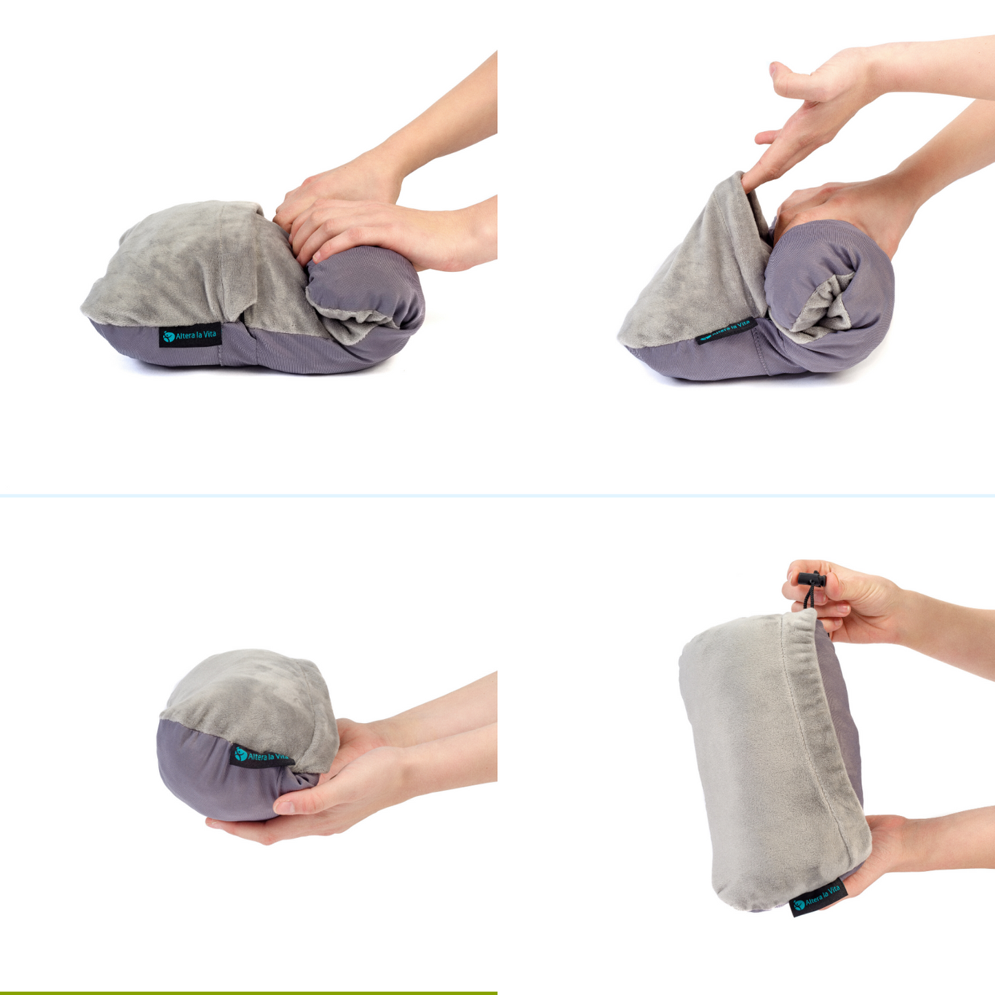 Altera la Vita Reise-Kissen Nackenkissen aus zerkleinertem Memory Foam - dadurch komprimierbar - für Flugzeug Bahn Auto Outdoor Camping, Ultraleicht klein kuschelweich