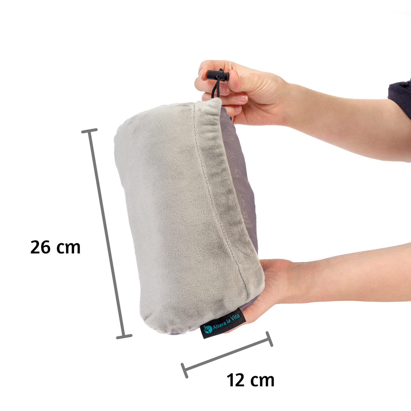 Altera la Vita Reise-Kissen Nackenkissen aus zerkleinertem Memory Foam - dadurch komprimierbar - für Flugzeug Bahn Auto Outdoor Camping, Ultraleicht klein kuschelweich