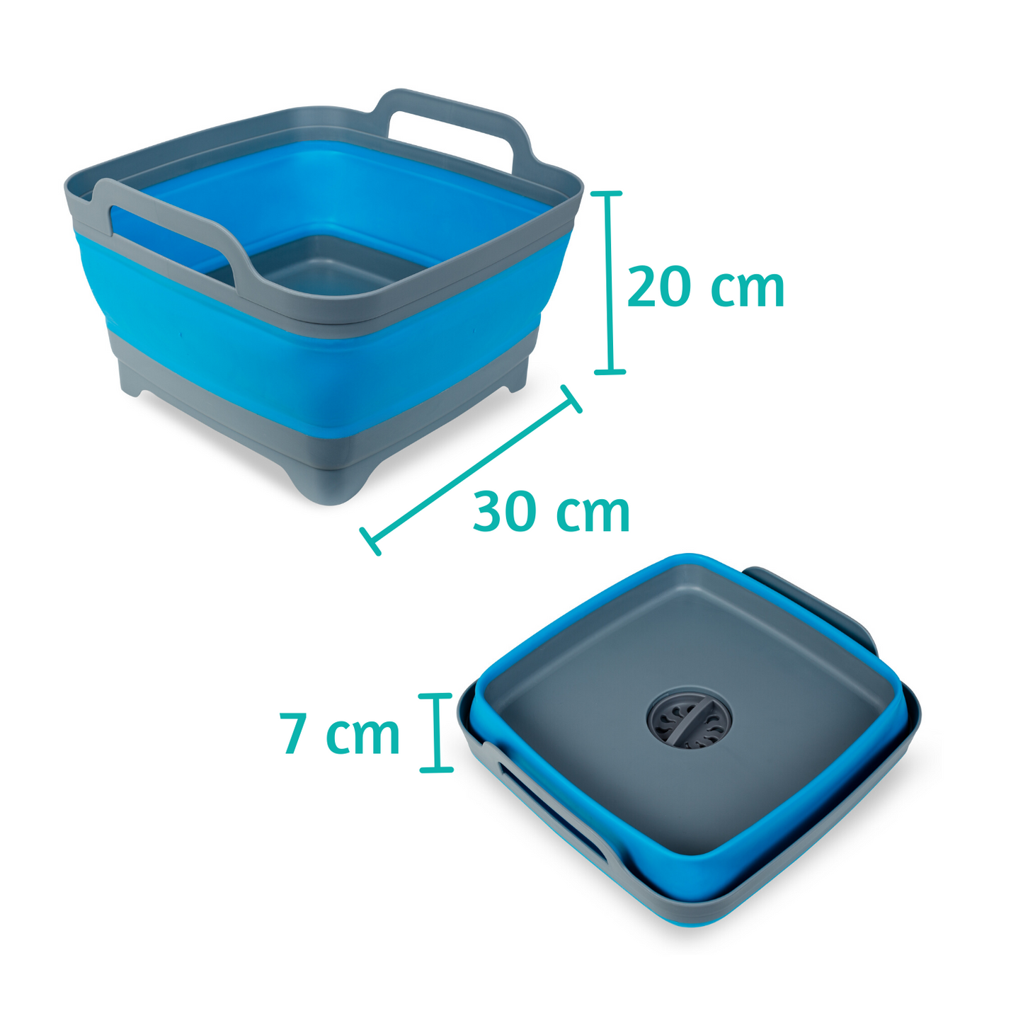 Spülbecken, Spülwanne, klappbar, faltbar, Waschschüssel, Spülschüssel, Abwaschschüssel mit Ablauf für Camping, Wohnwagen, Wohnmobil, 10 Liter platzsparend