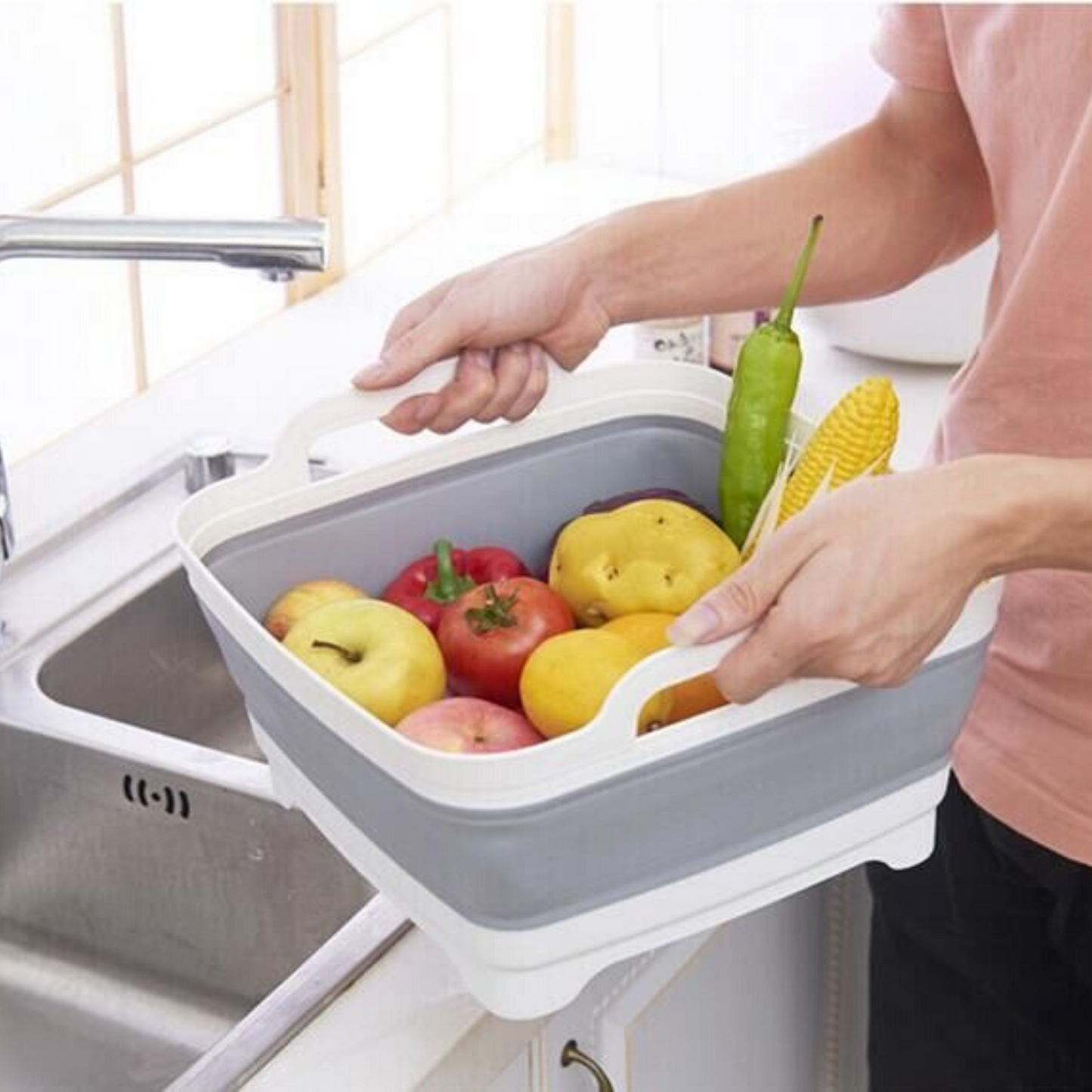 Altera la Vita Spülbecken, Spülwanne, klappbar, faltbar, Waschschüssel, Spülschüssel, Abwaschschüssel mit Ablauf für Camping, Wohnwagen, Wohnmobil, 10 Liter platzsparend