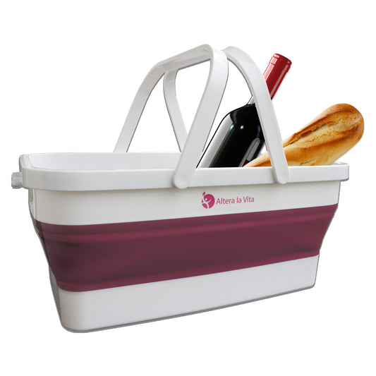 Altera la Vita Camping-Einkaufskorb Picknick Korb Spülbecken faltbar, klappbar 15 Liter wasserdicht platzsparend für Camping Wohnmobil Wohnwagen