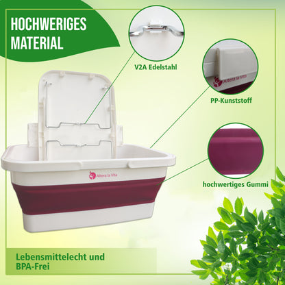 Altera la Vita Picknickkorb Camping-Einkaufskorb Spülbecken faltbar mit Deckel und Tisch klappbar 15 Liter wasserdicht für Camping Wandern Wohnmobil